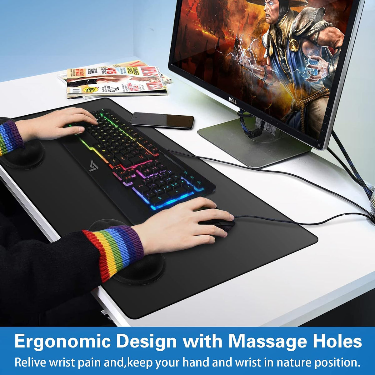 Mouse Wrist Rest, 2 Pack Wrist Rest for Mouse Memory Foam Wrist Pad