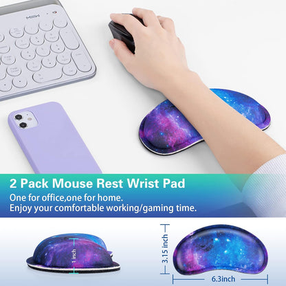 Mouse Wrist Rest, 2 Pack Wrist Rest for Mouse Memory Foam Wrist Pad