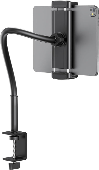 Tablet Stand for Desk, Gooseneck iPad Holder Clamp Mount, 360° Adjustable