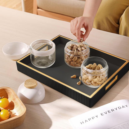 Leather Tray Desktop Storage Organizer, Rectangle Valet Tray, White