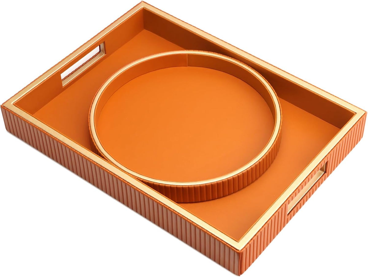 Leather Tray Desktop Storage Organizer, Rectangle Valet Tray, White