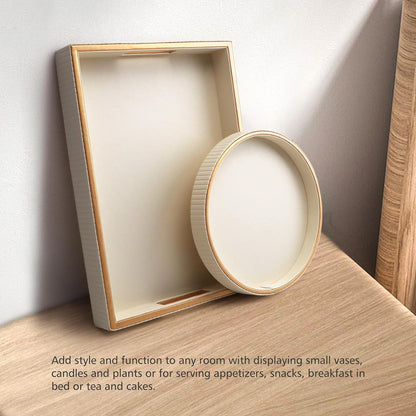 Leather Tray Desktop Storage Organizer, Rectangle Valet Tray, White