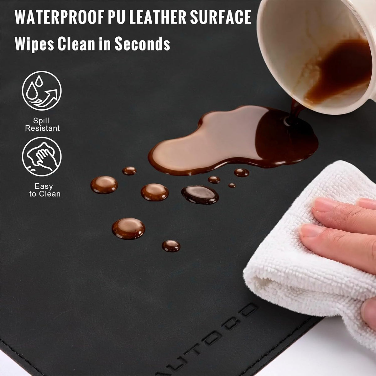 Cork Desk Mat 31.5"x15.7", Distressed PU Leather & Cloth Desk Pad