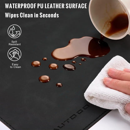 Cork Desk Mat 31.5"x15.7", Distressed PU Leather & Cloth Desk Pad