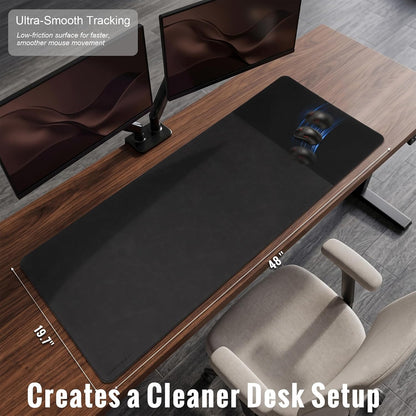 Cork Desk Mat 31.5"x15.7", Distressed PU Leather & Cloth Desk Pad