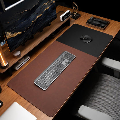 Cork Desk Mat 31.5"x15.7", Distressed PU Leather & Cloth Desk Pad