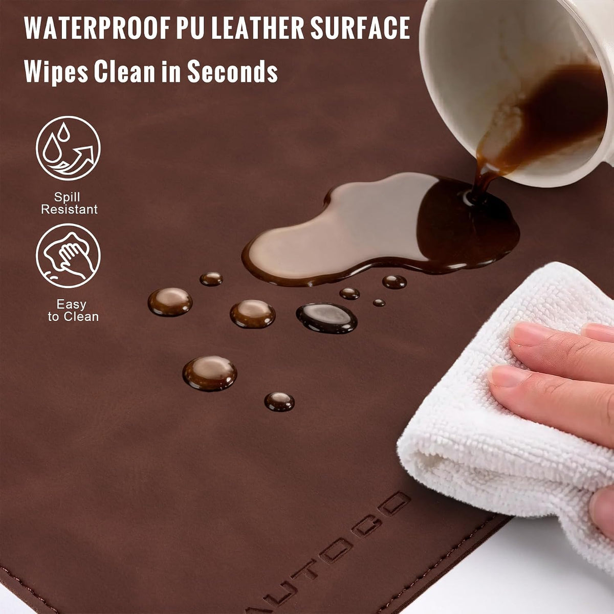Cork Desk Mat 31.5"x15.7", Distressed PU Leather & Cloth Desk Pad