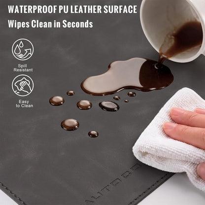 Cork Desk Mat 31.5"x15.7", Distressed PU Leather & Cloth Desk Pad