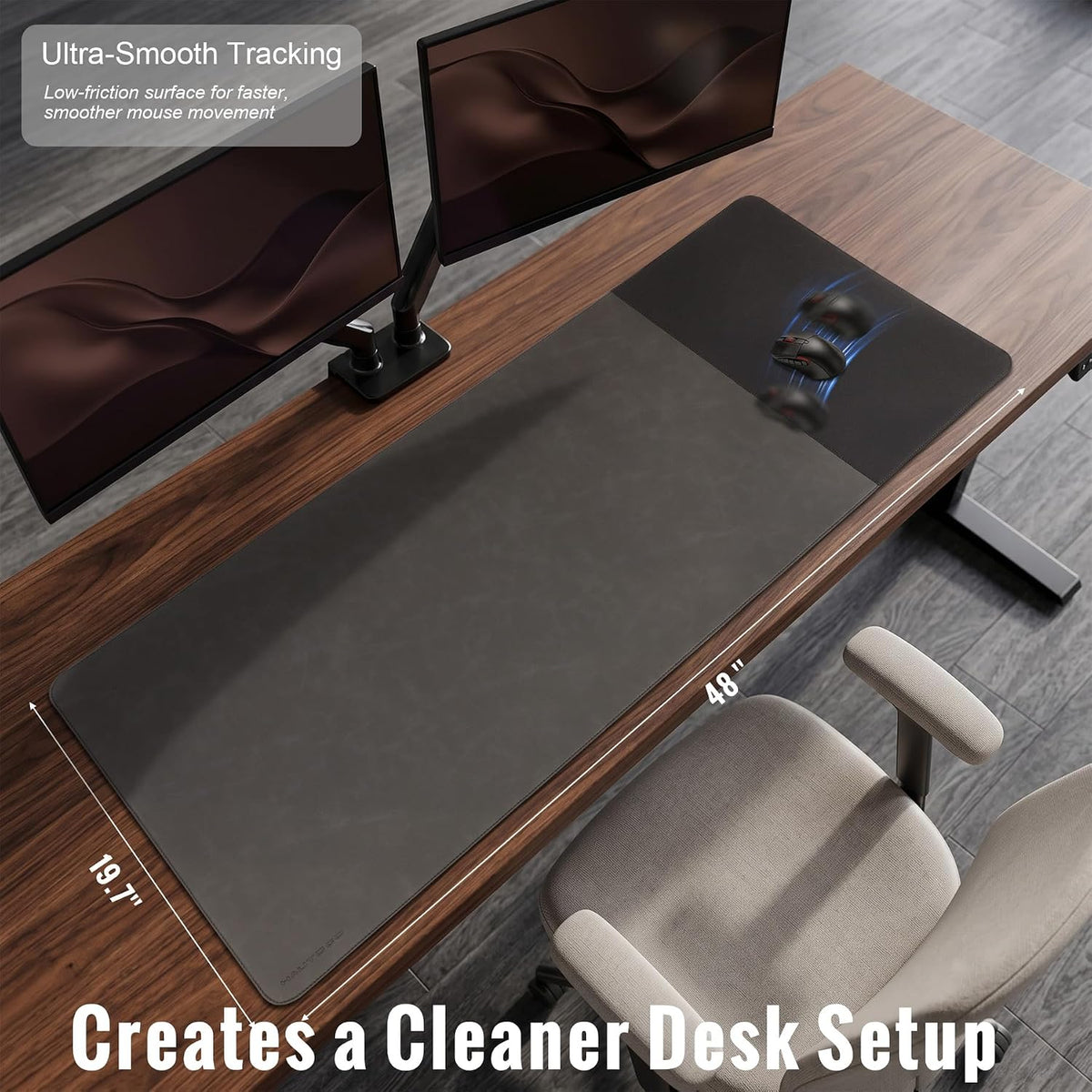 Cork Desk Mat 31.5"x15.7", Distressed PU Leather & Cloth Desk Pad
