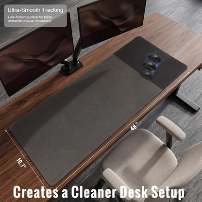 Cork Desk Mat 31.5"x15.7", Distressed PU Leather & Cloth Desk Pad