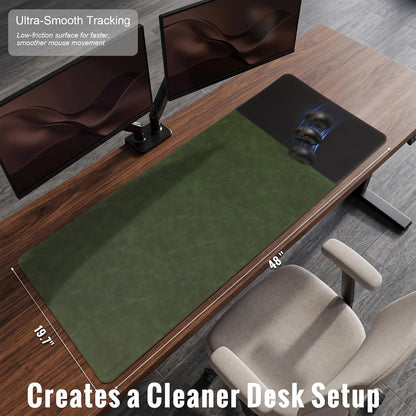 Cork Desk Mat 31.5"x15.7", Distressed PU Leather & Cloth Desk Pad