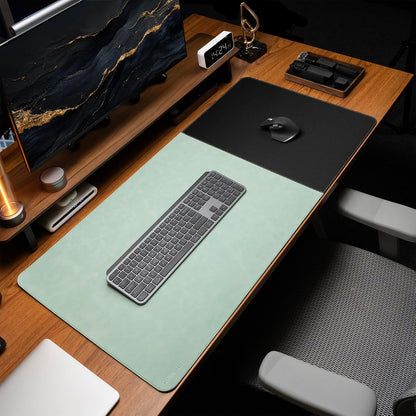 Cork Desk Mat 31.5"x15.7", Distressed PU Leather & Cloth Desk Pad