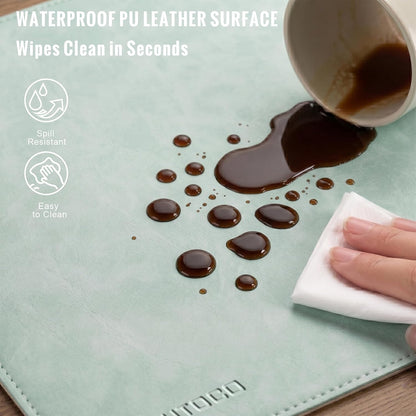Cork Desk Mat 31.5"x15.7", Distressed PU Leather & Cloth Desk Pad