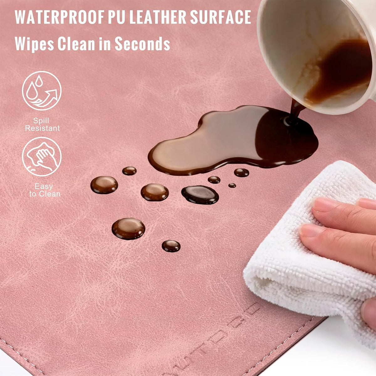 Cork Desk Mat 31.5"x15.7", Distressed PU Leather & Cloth Desk Pad