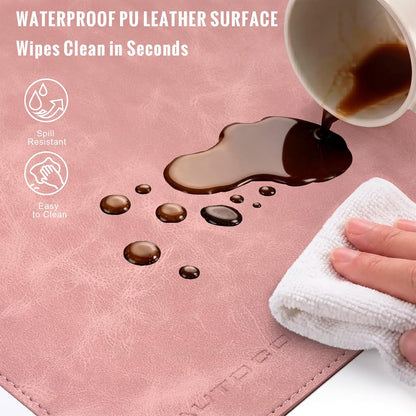 Cork Desk Mat 31.5"x15.7", Distressed PU Leather & Cloth Desk Pad