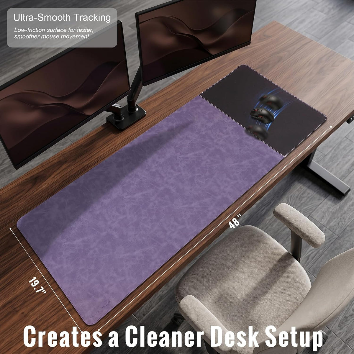 Cork Desk Mat 31.5"x15.7", Distressed PU Leather & Cloth Desk Pad
