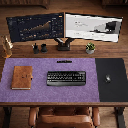 Cork Desk Mat 31.5"x15.7", Distressed PU Leather & Cloth Desk Pad