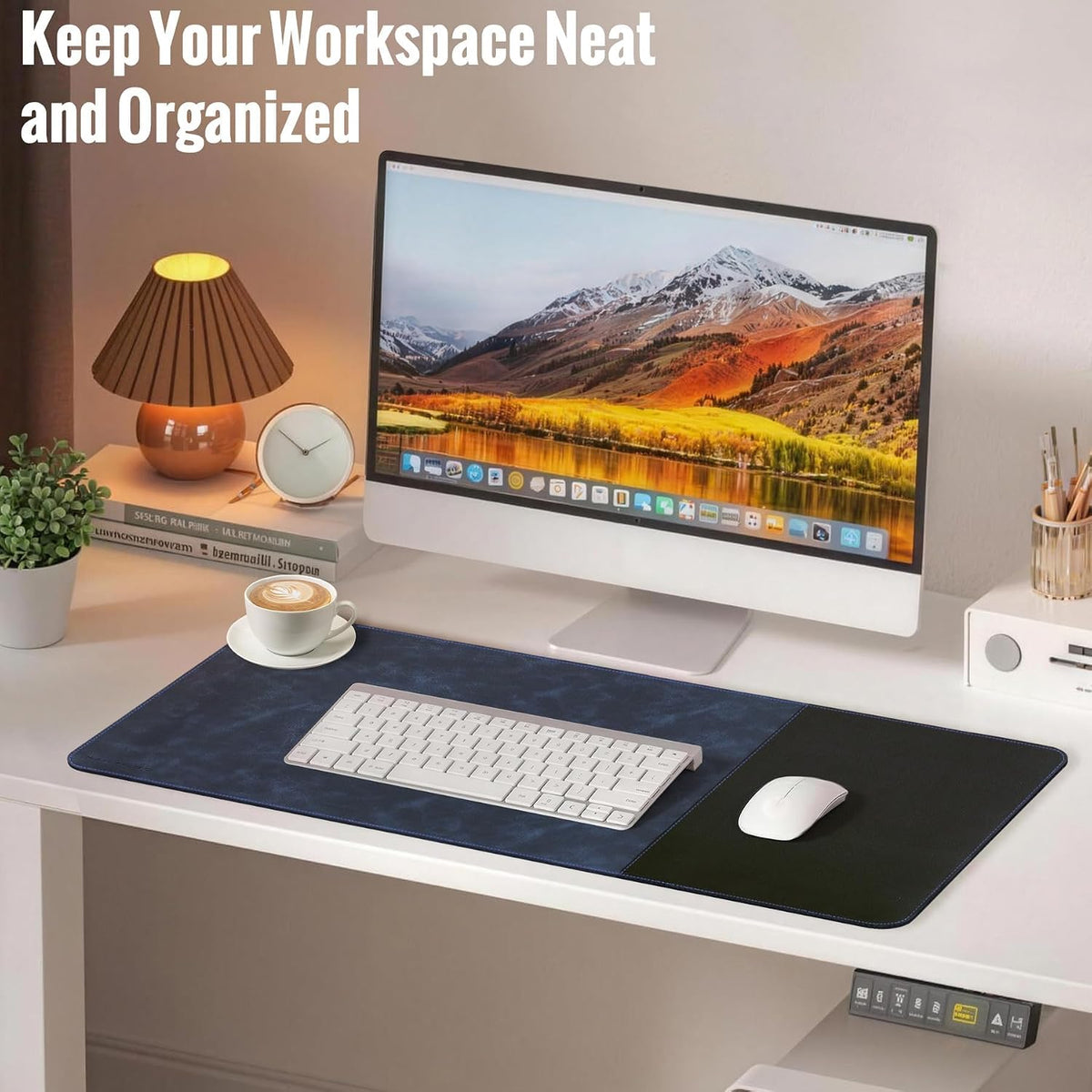 Cork Desk Mat 31.5"x15.7", Distressed PU Leather & Cloth Desk Pad