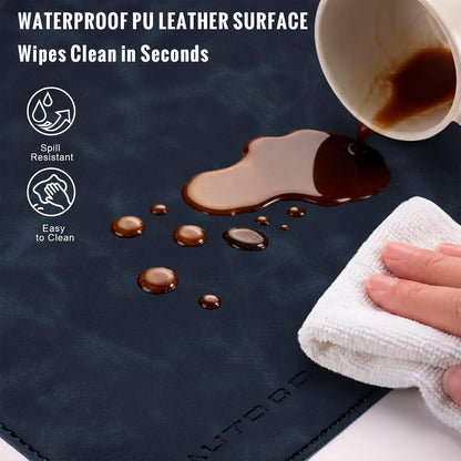 Cork Desk Mat 31.5"x15.7", Distressed PU Leather & Cloth Desk Pad