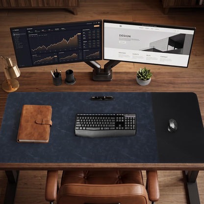 Cork Desk Mat 31.5"x15.7", Distressed PU Leather & Cloth Desk Pad