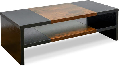20 inch Monitor Riser Stand - 2 Tiers, Wood Rustic Desktop Bookshelf
