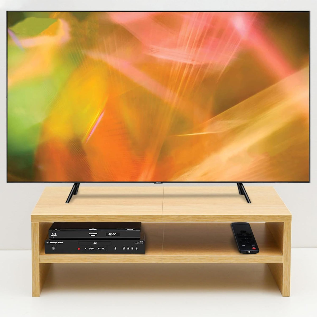 20 inch Monitor Riser Stand - 2 Tiers, Wood Rustic Desktop Bookshelf