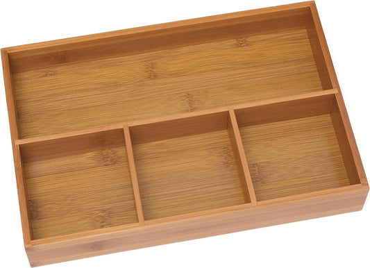 824, Bamboo Wood 4-Compartment Organizer Tray, 11 5/8" x 7 7/8" x 1 3/4"