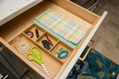 824, Bamboo Wood 4-Compartment Organizer Tray, 11 5/8" x 7 7/8" x 1 3/4"