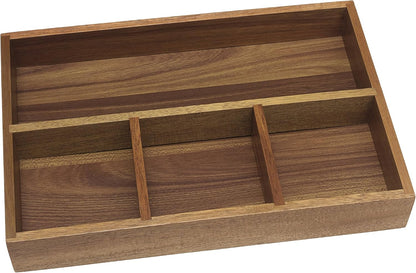 824, Bamboo Wood 4-Compartment Organizer Tray, 11 5/8" x 7 7/8" x 1 3/4"