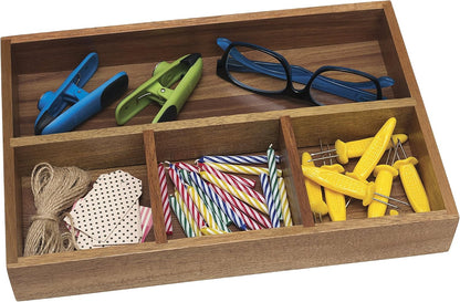 824, Bamboo Wood 4-Compartment Organizer Tray, 11 5/8" x 7 7/8" x 1 3/4"