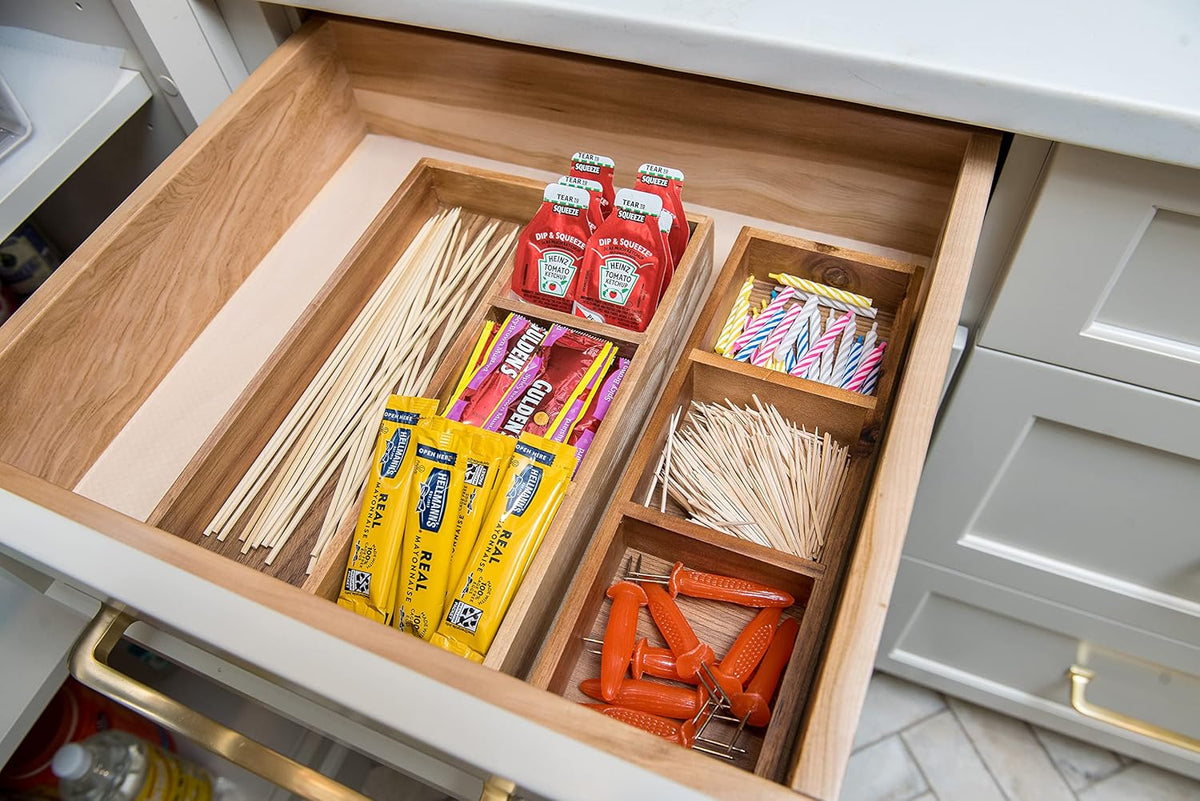 824, Bamboo Wood 4-Compartment Organizer Tray, 11 5/8" x 7 7/8" x 1 3/4"
