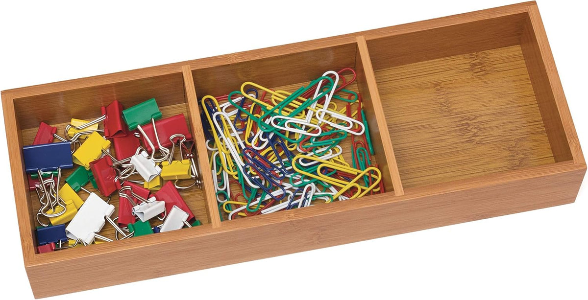 824, Bamboo Wood 4-Compartment Organizer Tray, 11 5/8" x 7 7/8" x 1 3/4"