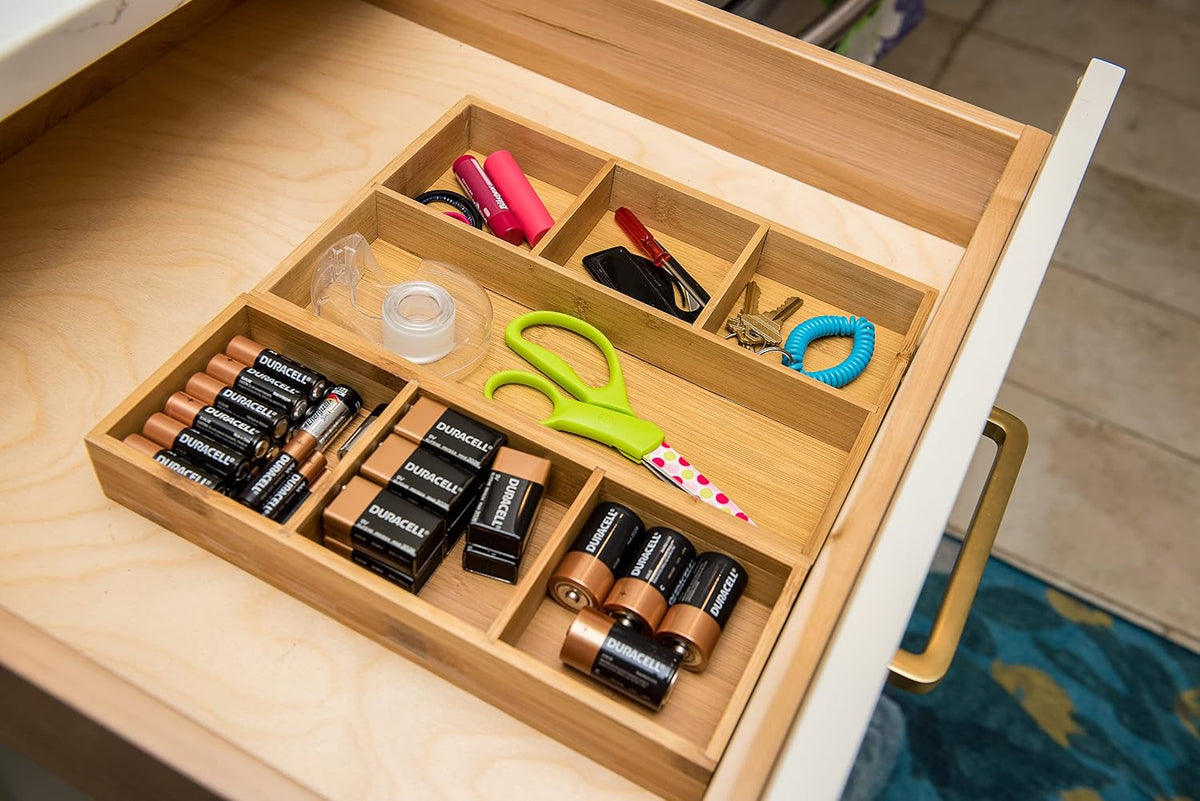 824, Bamboo Wood 4-Compartment Organizer Tray, 11 5/8" x 7 7/8" x 1 3/4"