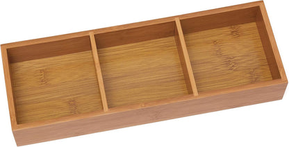 824, Bamboo Wood 4-Compartment Organizer Tray, 11 5/8" x 7 7/8" x 1 3/4"