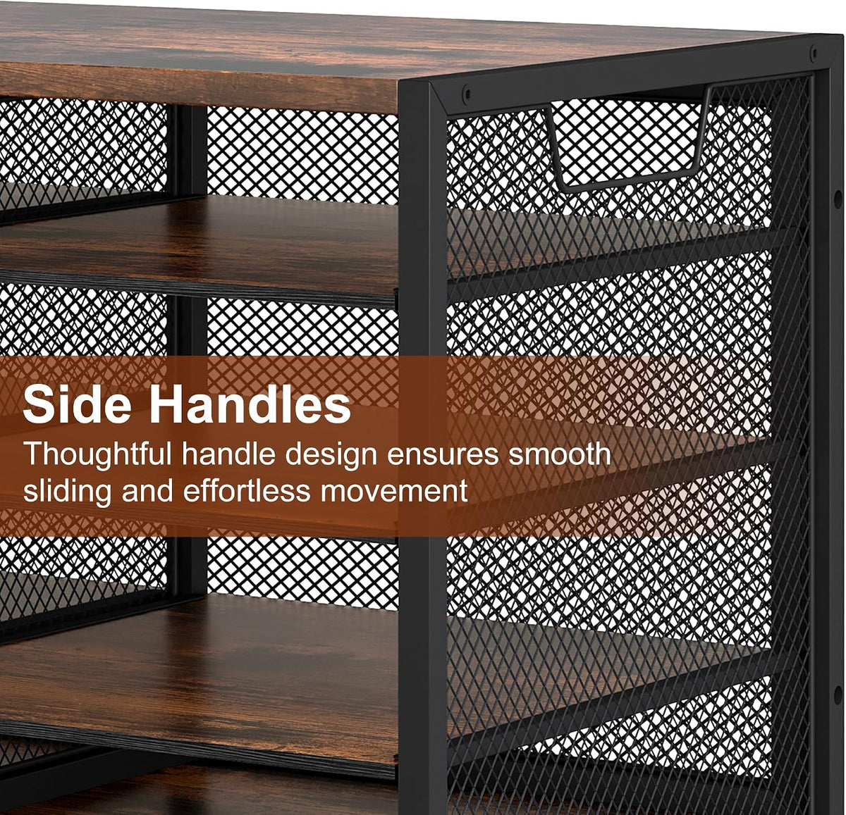 12 Compartments Desktop Literature Organizer, Metal Frame Paper Sorter with Handles, Heavy Duty Mailbox for Classroom and Office, Wood File Organizer for Document, Bill, Magazine, Antique Brown