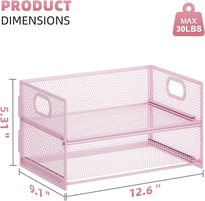 2 Tier Paper Organizer Letter Tray, Mesh File Organizer with Handle, Paper Sorter Desk Organizer for Home Office Supplies - Black