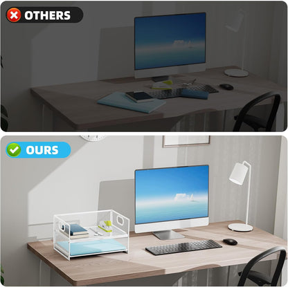 2 Tier Paper Organizer Letter Tray, Mesh File Organizer with Handle, Paper Sorter Desk Organizer for Home Office Supplies - Black