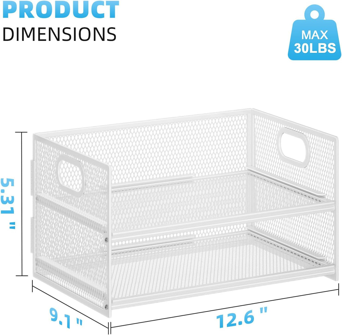 2 Tier Paper Organizer Letter Tray, Mesh File Organizer with Handle, Paper Sorter Desk Organizer for Home Office Supplies - Black