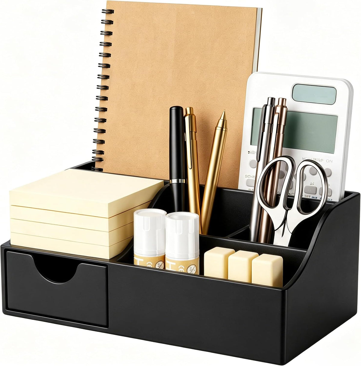 Acrylic Desk Organizer with Drawer, Pen & Pencil Holder, Multifunctional Desktop Caddy for Office Supply and Organization (Clear)