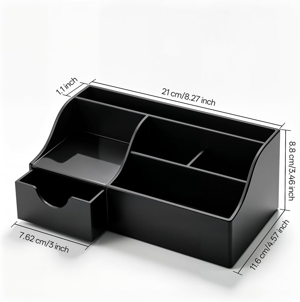 Acrylic Desk Organizer with Drawer, Pen & Pencil Holder, Multifunctional Desktop Caddy for Office Supply and Organization (Clear)