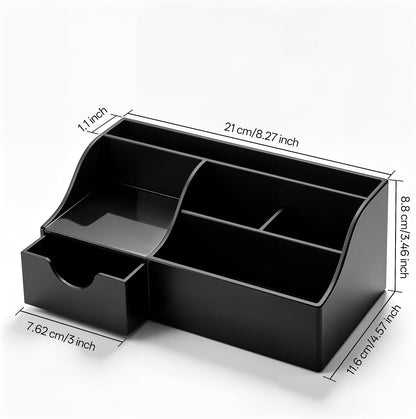 Acrylic Desk Organizer with Drawer, Pen & Pencil Holder, Multifunctional Desktop Caddy for Office Supply and Organization (Clear)