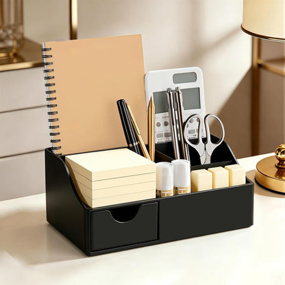 Acrylic Desk Organizer with Drawer, Pen & Pencil Holder, Multifunctional Desktop Caddy for Office Supply and Organization (Clear)