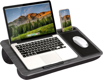 LAPGEAR Home Office Pro Lap Desk with Wrist Rest, Mouse Pad, and Phone Holder - Black Carbon - Fits up to 15.6 Inch Laptops - Style No. 91598