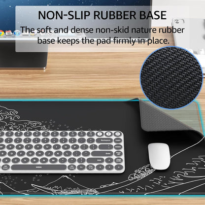 KTRIO Large Gaming Mouse Pad Desk Mat for Gamer, 31.5" x 11.8", Black, XL | Extended Size Design, Superior Micro-Weave Cloth, Non-Slip Rubber Base, Durable Stitched Edges, Water-Resistant Coating
