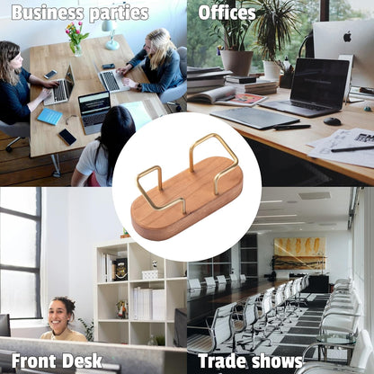 muso wood Business Card Holder for Desk, Wooden Creative Business Card Display for Desk, Wood Business Card Stand for Office, Tabletop (Cherry)