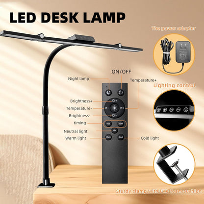 BAYSQUIRREL Led Desk Lamp with Clamp,Desk Light with Human Sensor,Gooseneck Remote Eye Protection Desk Lighting,24W Ultra Bright Stepless Dimming and Tempering LED Desk Lamp for Home Office, Bedroom