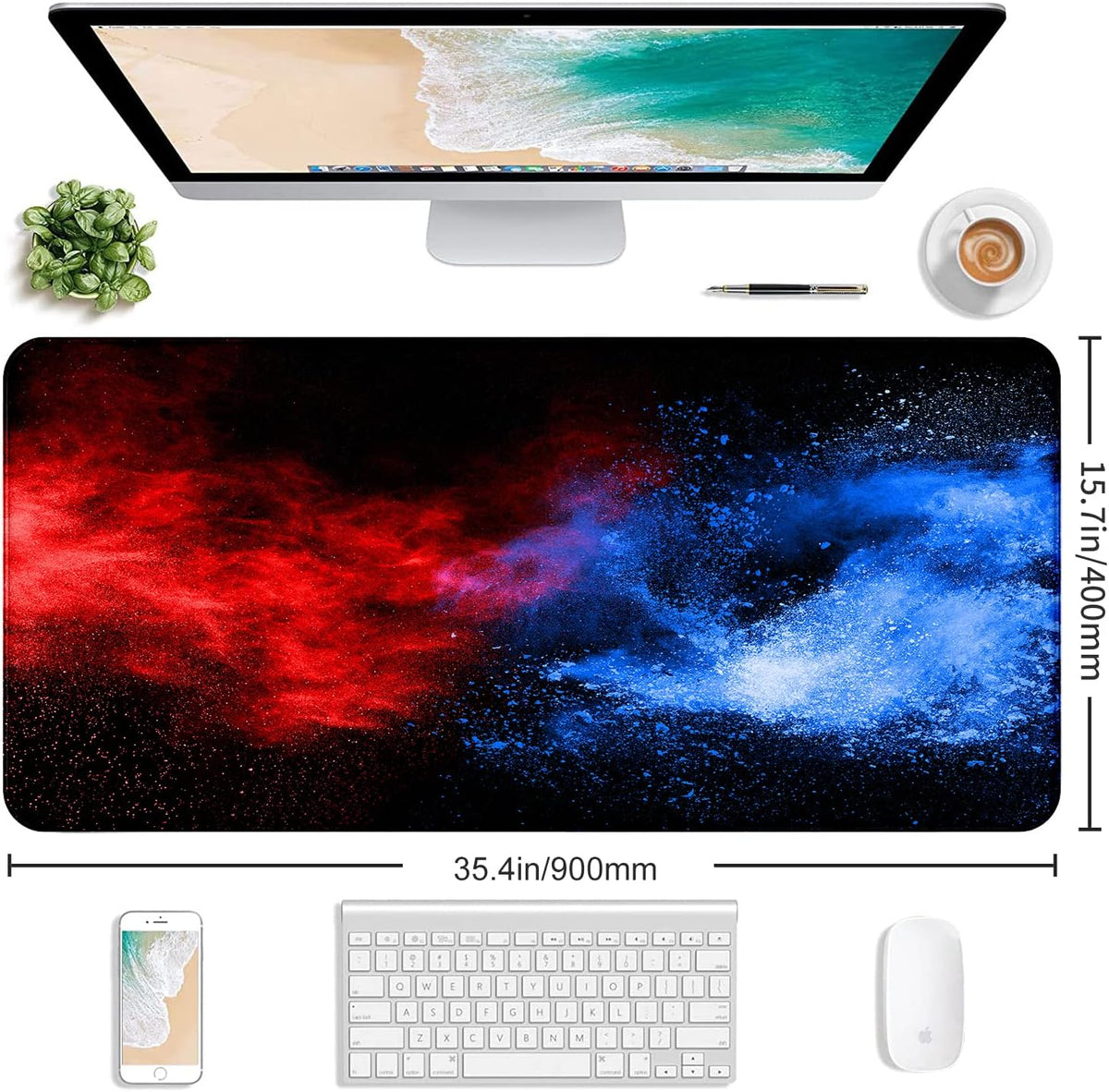 Retro American Flag XL Gaming Mouse Pad with Stitching Edge Laptop Desk Mat
