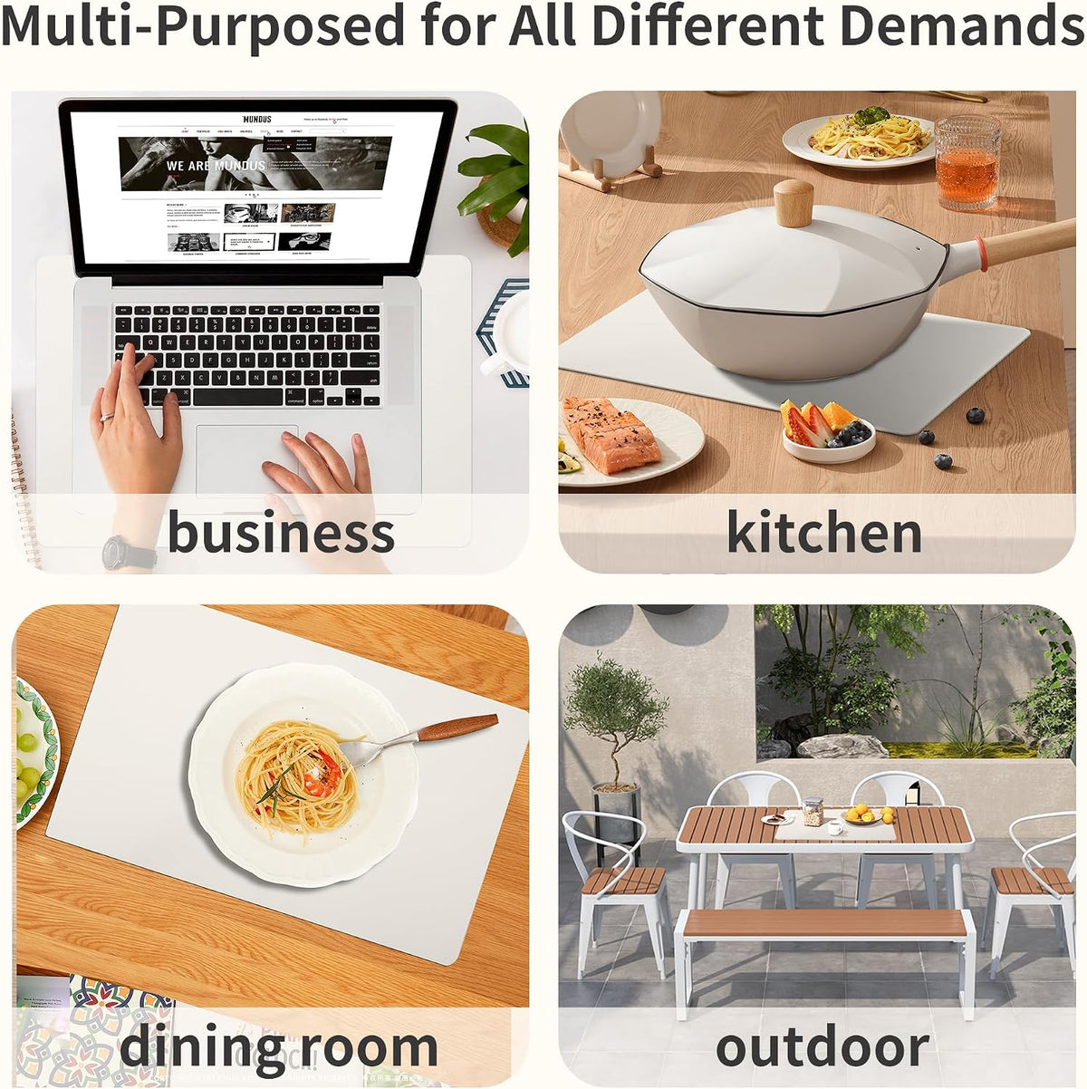 Maxpearl Faux Leather Placemats Set of 6 - Waterproof - Wipe Clean - Heat Resistant - Anti Slip Dining Table Place Mats, Suitable for Indoor & Outdoor Use, 17’’×12’’, Beige