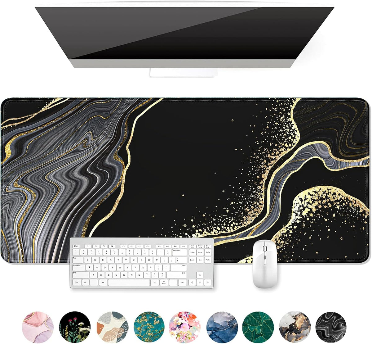 Auhoahsil Desk Mat, Ultra Large Mouse Pad, XXL Gaming Mousepad, Green Tropical Leaves Deskpad, Big Extended Full Size Mouse Pad, Desktop Desk Matt for Keyboard, Laptop & Computer, 35.5 x 15.7 in - Colors B