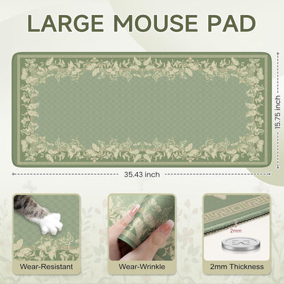 Desk Mat,Mouse Pad for Office Desk,35.4x15.7in,Pink Flowers